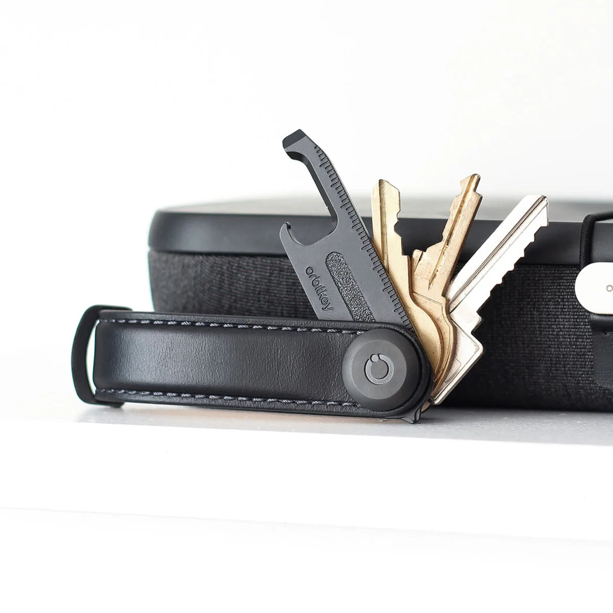 Key Organiser Leather - Black with Black Stitching