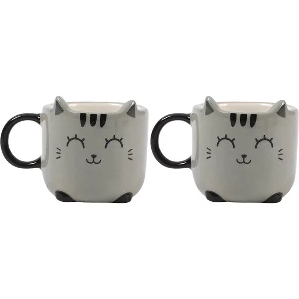 Espresso Mug Set of 2 Grey Cat