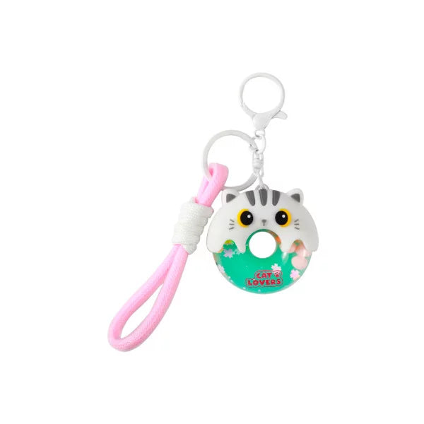 Keychain Donut White Cat