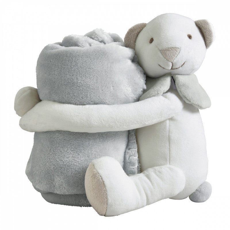 Teddy Bear Plush and Blanket Grey